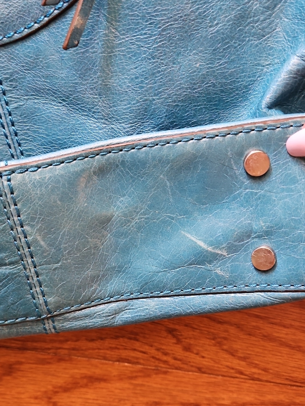 HOBO TEAL VINTAGE LEATHER SATCHEL (New $185) - Picture 11 of 13